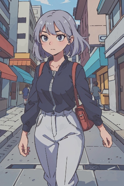 иллюстрация — девушка аниме на улице